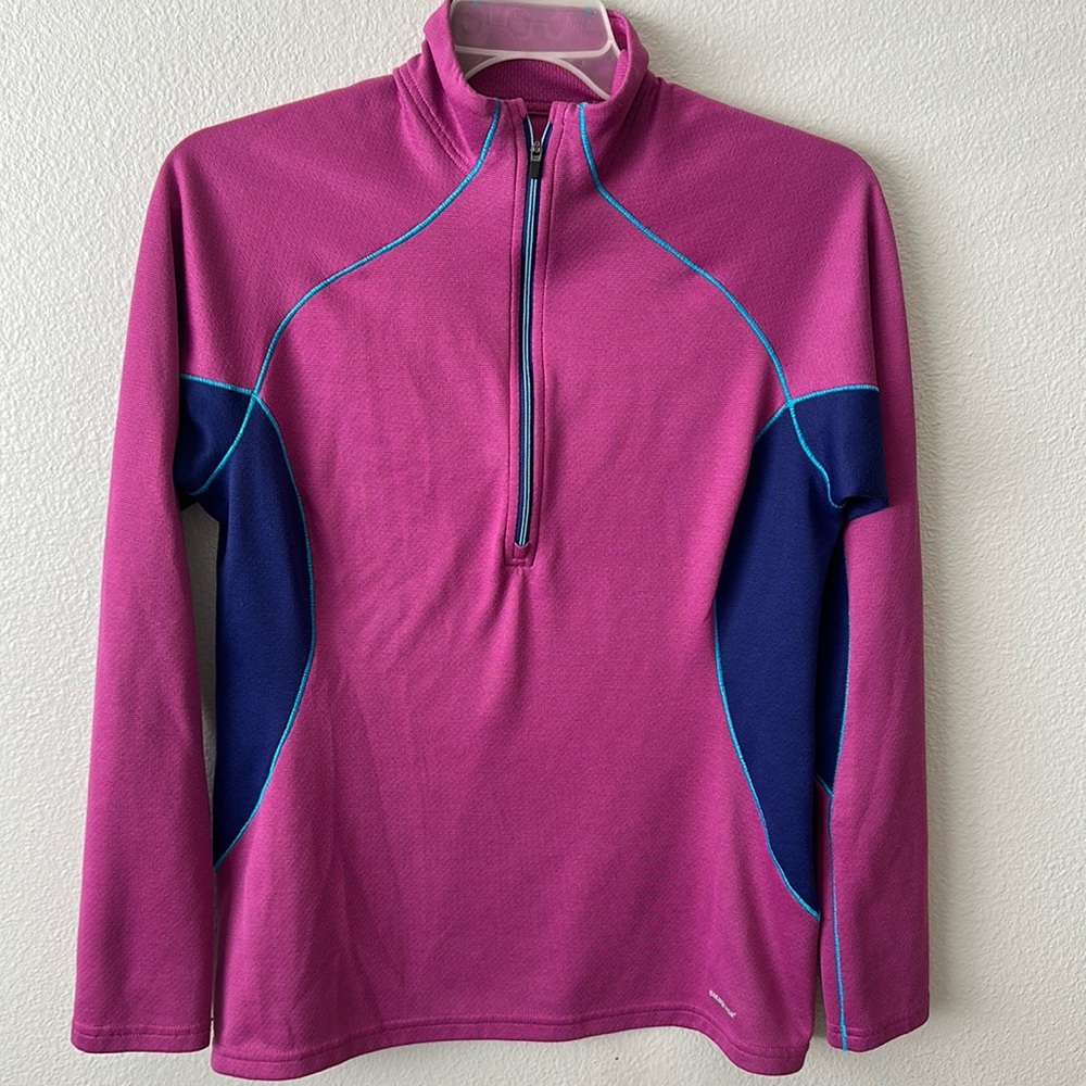 PATAGONIA Women’s Capilene Half Zip Base Layer Pink & Blue Pullover Activewear M